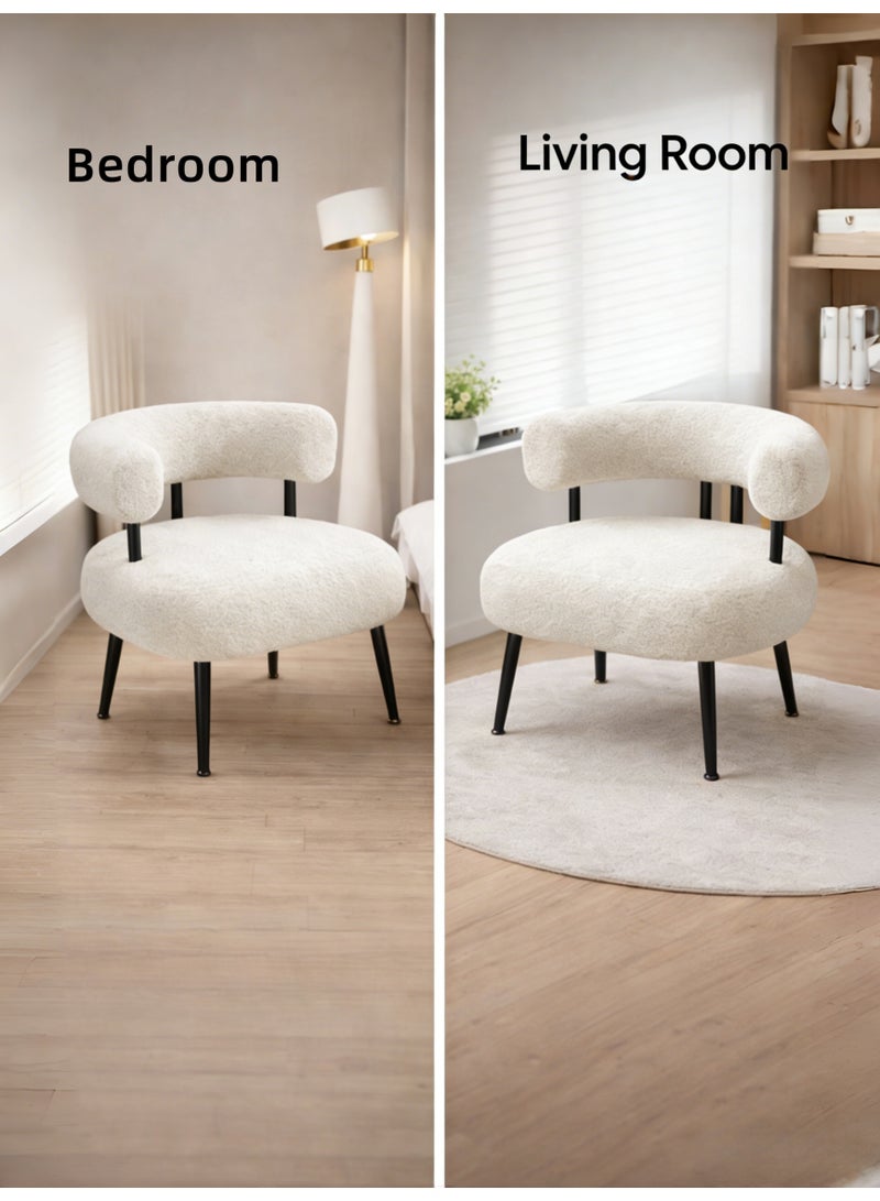 SEYNAR Sherpa Boucle Accent Chair, Round Upholstered Barrel Chair for Living Room Bedroom Small Space - Image 3